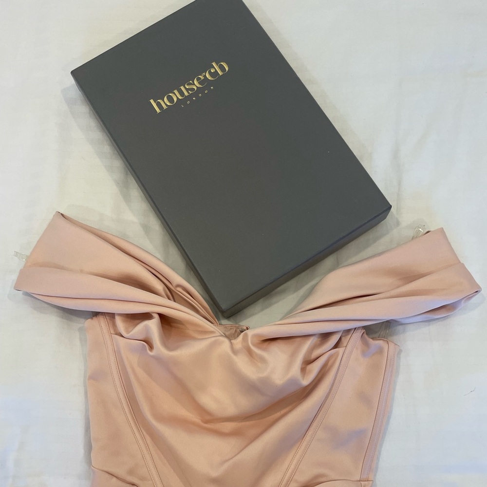 House of CB- Coraline- BLUSH SATIN CORSET DRESS—- size medium - Picture 4 of 4